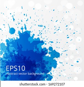 Grunge background with blue splash. Vector illustration