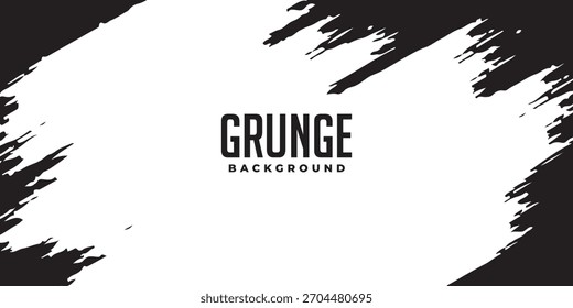 Grunge Background With Bold Black Brush Strokes For Modern Design And Textures