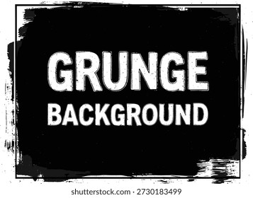 Fondo grunge con texto blanco en negrita, textura negra afligida, bordes ásperos, elemento de diseño abstracto, Ilustración vectorial
