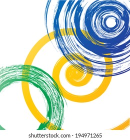 Grunge background with Brazilian flag colors 