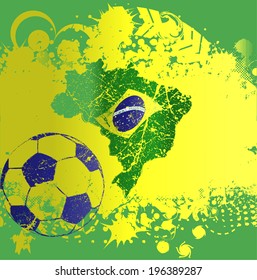 Grunge background with Brazilian flag colors 