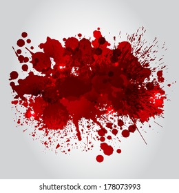 Grunge Background With Bright Red Splash. Vector Illustration