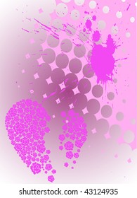 grunge background with broken heart - vector