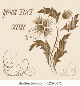 Grunge background with brown abstract  flower