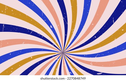 Grunge background of brown, pink and blue color. divergent rays. the simulation of old printed materials. Vector illustration