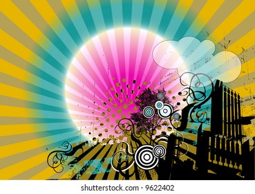 grunge background with building