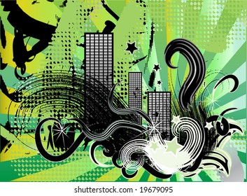 grunge background with buildings