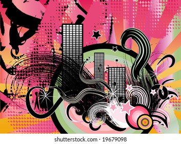 grunge background with buildings