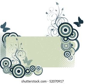 Grunge background with butterflies. Raster version available