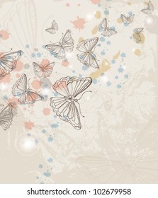 Grunge background with butterfly,vector illustration