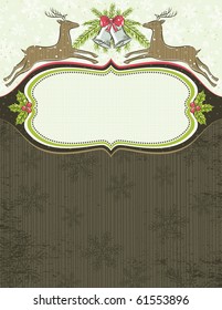grunge background with christmas elements and one label,  vector illustration