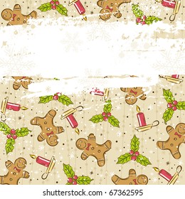 grunge background with christmas elements ,  vector illustration