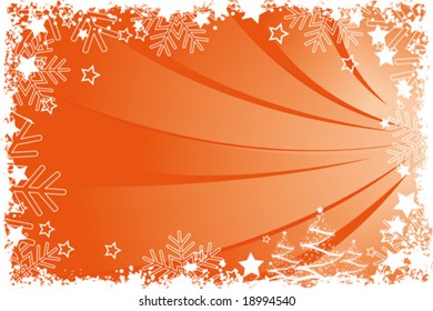 Grunge Background with Christmas tree made out of stars dots and ribbons
