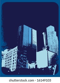 Grunge background with a cityscape silhouette, vector illustration series.