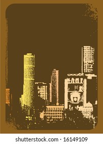 Grunge background with a cityscape silhouette, vector illustration series.