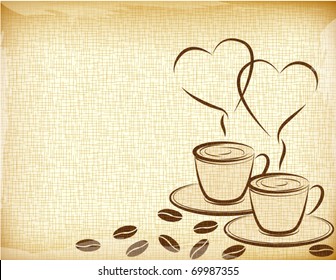 Grunge  background and coffee cups