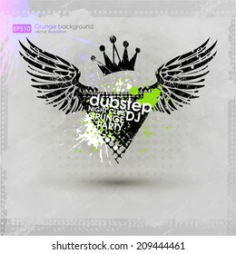 Grunge background with a colorful ink splat effect. Abstract grunge background. For party card template. vectror