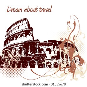 Grunge background with Colosseum in Rome, Italy