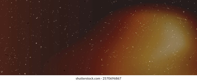 A grunge background with a dark brown and orange gradient. The background features a speckled texture with brown and orange hues. Light leak background vector. Orange background.