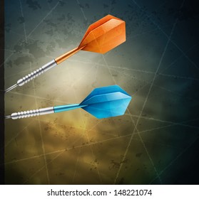 Grunge background with darts, eps 10