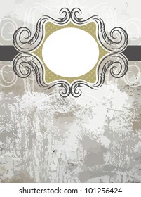 grunge background with decorative  labels, vector EPS10. Contains transparent objects