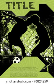 Grunge background design poster with soccer player silhouette