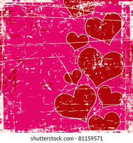 Grunge background with different hearts