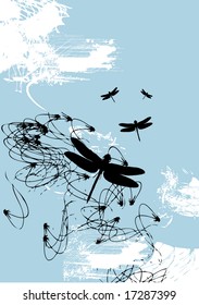 grunge background with dragonfly