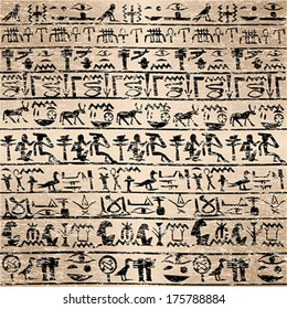 Grunge background with Egyptian hieroglyphs