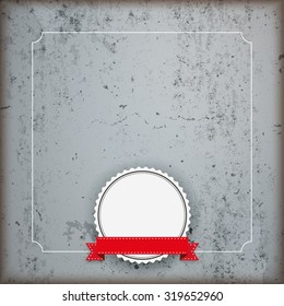 Grunge background with emblem and ribbon. Eps 10 vector file.