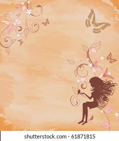 grunge background with a fairy