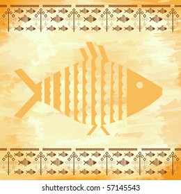 grunge background with the fishes