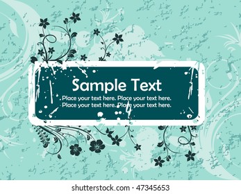 grunge background with floral design and banner illustration