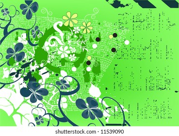 grunge background with floral elements