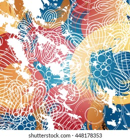 Grunge background with floral ornament.