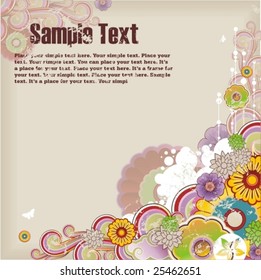 grunge background with floral ornament and free space for your text