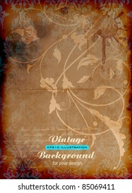 Grunge background with  floral pattern. EPS10