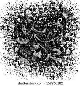Grunge background floral pattern. Vintage vector wallpaper flower texture. 
