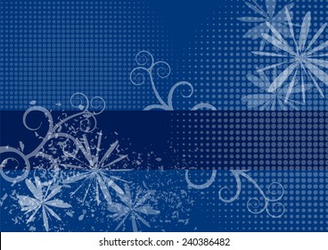 Grunge background flower on blue background 