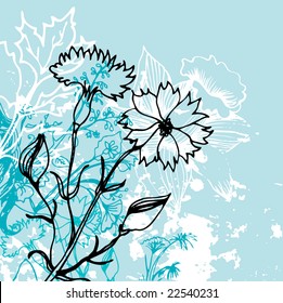 grunge background with flowers