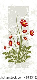 Grunge background with flowers, digital artwork