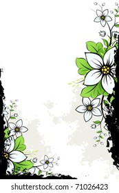 grunge background with flowers plants leaves design beauty floral