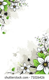 grunge background with flowers plants leaves design beauty floral