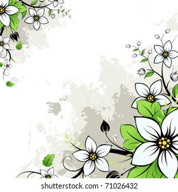 grunge background with flowers plants leaves design beauty floral