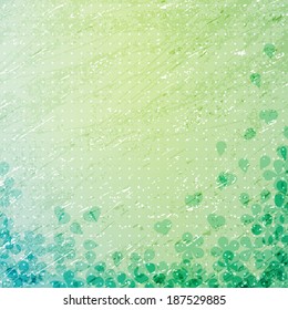 grunge background with flowers and polka dots