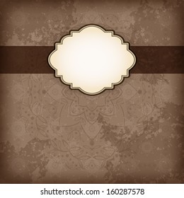 Grunge background with frame. Vector.
