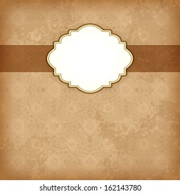 Grunge background with frame. Vector.