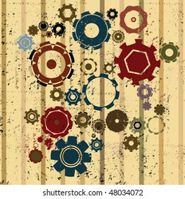 Grunge background with gears and stripes