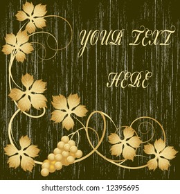 grunge  background  with gold grapevine