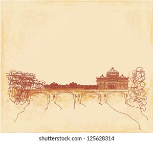 grunge background - hand draw Basilica di San Pietro, Vatican, Rome, Italy